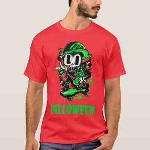 Camiseta Esqueleto do Skateboard Halloween 