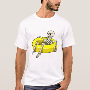 Camiseta Esqueleto em Natação com anel de Natação