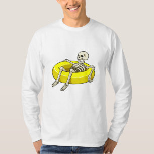 Camiseta Esqueleto em Natação com anel de Natação