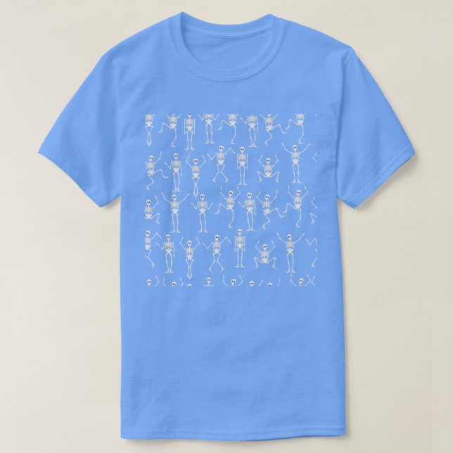 Camiseta esqueleto engraçado 2 padrão sem problemas (Frente do Design)