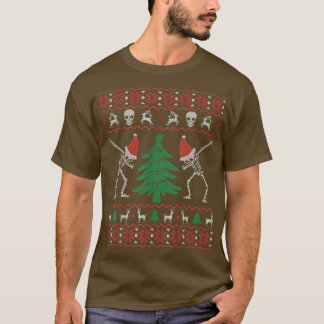 Camiseta Esqueleto Engraçado Dabbing Ugly Christmas Sweater