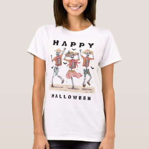 Camiseta Esqueleto engraçado de Halloween dançando