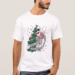 Camiseta Esqueleto Engraçado de Natal Meio Alegre Meio Assu