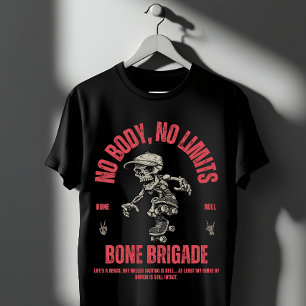 Camiseta Esqueleto Engraçado de Patins Quadruple Brigada Ós