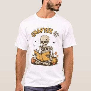 Camiseta Esqueleto engraçado do Halloween lendo livro 67 me