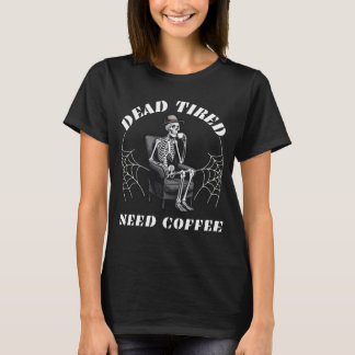 Camiseta Esqueleto engraçado e assustador com café para o H