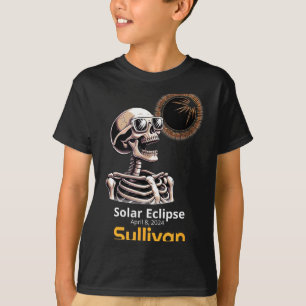 Camiseta Esqueleto Engraçado Eclipse Solar Sullivan Indiana