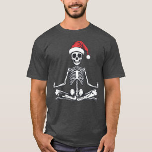 Camiseta Esqueleto engraçado fazendo yoga na saia do Hallow