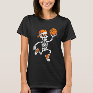 Camiseta Esqueleto Engraçado Jogando Basquete Fantasia de H