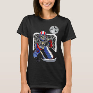 Camiseta Esqueleto Engraçado Jogando Hóquei no Gelo Feliz H