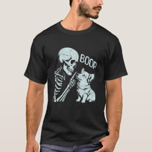 Camiseta Esqueleto Engraçado Mão Goth Boop Nariz de Corgi C