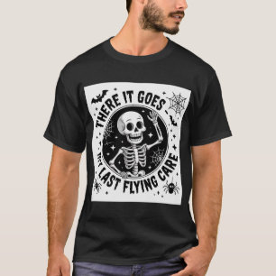 Camiseta Esqueleto Engraçado Meu Último Cuidado Voador Cita