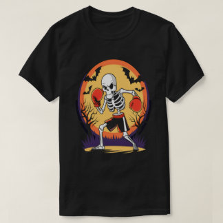 Camiseta Esqueleto Engraçado no Halloween das Luvas-Spooky