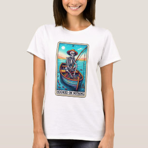 Camiseta Esqueleto Engraçado Pescando Gancho Sem Nada Tarot
