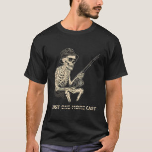 Camiseta Esqueleto Engraçado Pescando Só Mais Uma Vez