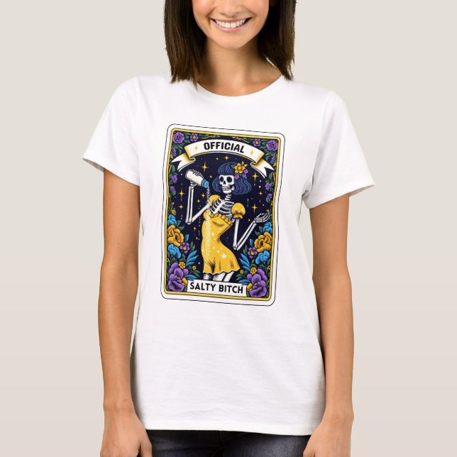 Camiseta Esqueleto Engraçado Salgado B Tarot (Frente)