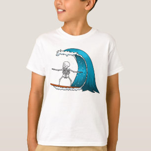 Camiseta Esqueleto Engraçado Surfando