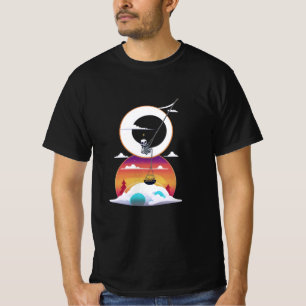 Camiseta Esqueleto está balançando em uma lua