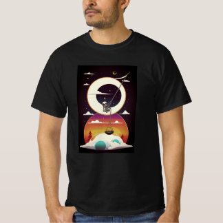 Camiseta Esqueleto está balançando em uma lua