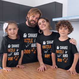 Camiseta Esqueleto Fantasma Dançante Shake Rattle Boo Hallo
