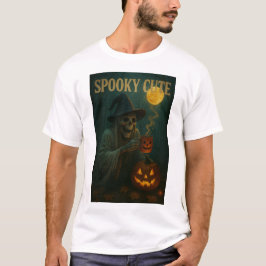 Camiseta Esqueleto Feliz De Halloween Com Pumpkin E Coff