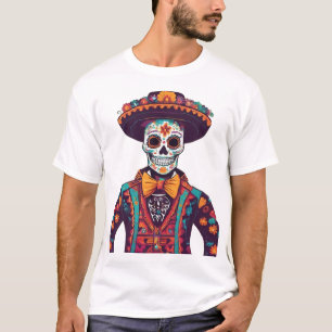 Camiseta Esqueleto Festivo Mariachi - Dia dos Mortos