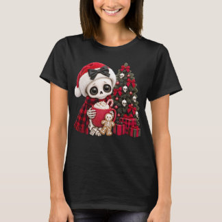 Camiseta Esqueleto Fofo Natal Árvore de Natal Gótica de Nat
