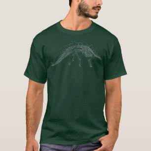 Camiseta Esqueleto Fóssil de Dinossauro Stegossauro T-Shirt