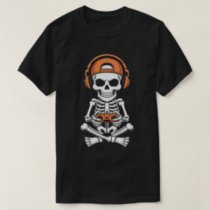 Camiseta Esqueleto Gamer Legal com Fone de Ouvido e Control