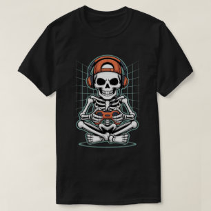 Camiseta Esqueleto Gamer Legal com Fone de Ouvido e Control
