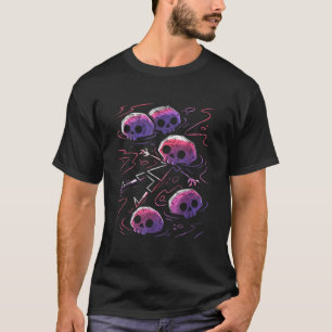 Camiseta esqueleto gótico esqueleto nado do crânio gótico e
