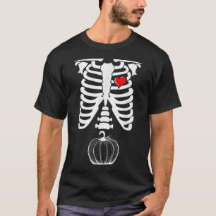 Camiseta Esqueleto Gravidez Abóbora XRay Halloween