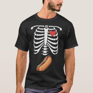 Camiseta Esqueleto Grávido Hotdog Barriga Saltada Caixa Tor