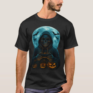 Camiseta Esqueleto Halloween Crânio Gamer Abóbora Assustado