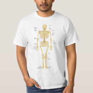 Camiseta Esqueleto Humano Muito Bonito com Rótulos