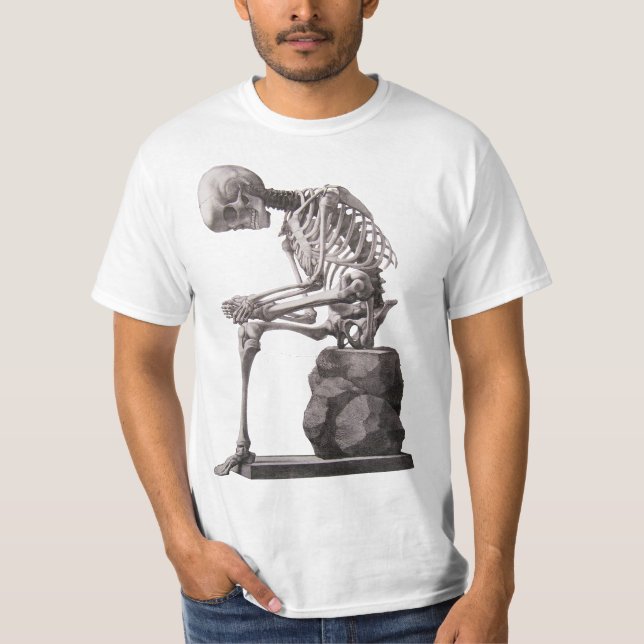 Camiseta Esqueleto Humano Sentado Anatomia Arte (Frente)