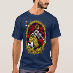 Camiseta Esqueleto Japonês Geisha Demon Art Katana S