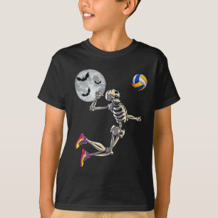 Camiseta Esqueleto Jogando Volei Dia Feliz de Halloween Bo