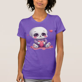 Camiseta Esqueleto Kawaii Segurando Coração