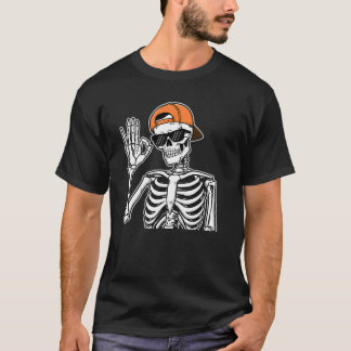 Camiseta Esqueleto legal com Boné laranja | Halloween de Sa
