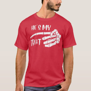 Camiseta Esqueleto Mão Meu Tratar O Golpe De Halloween
