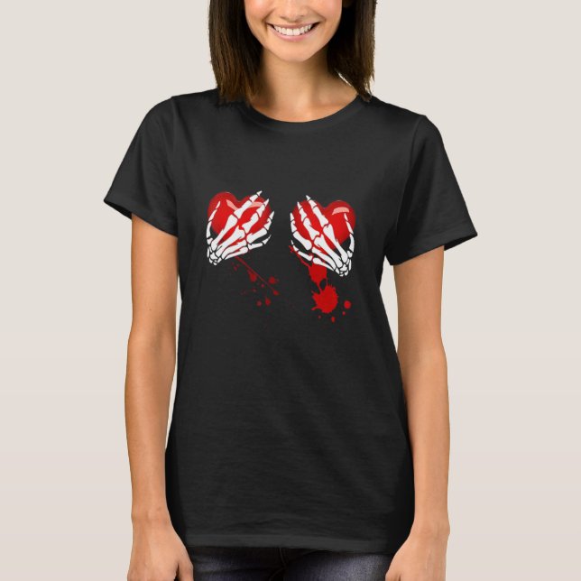 Camiseta Esqueleto Mãos No Coração Hemorrágico (Frente)