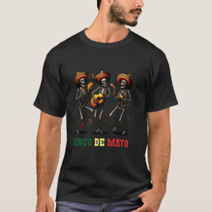 Camiseta Esqueleto Mariachi Sombrero Cinco De Maio Mexicano