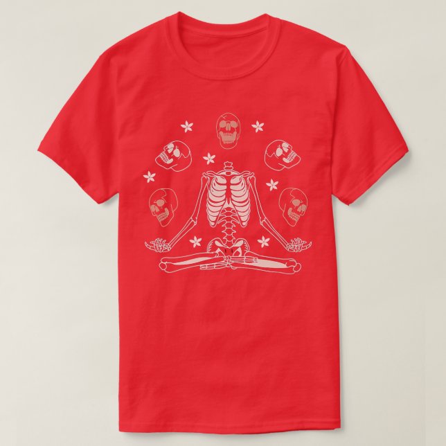 Camiseta Esqueleto Meditante, Esqueleto de Yoga  (Frente do Design)