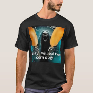 Camiseta Esqueleto Meme de Comer Dois Cachorros-Quentes Hoj