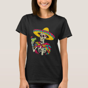 Camiseta Esqueleto Mexicano Sombrero Cinco De Mayo Festa Me