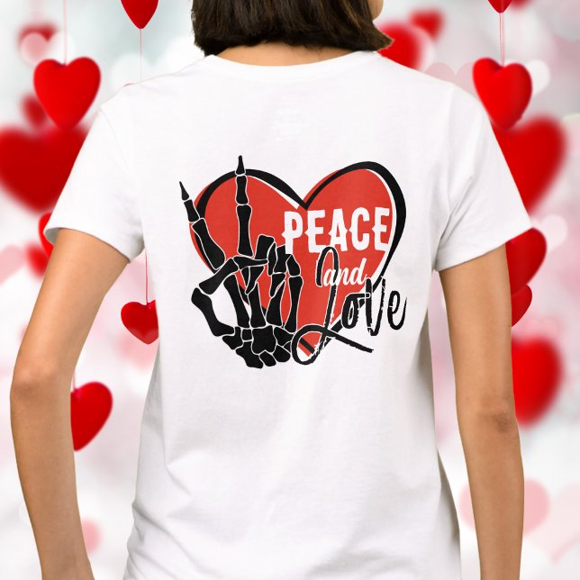 Camiseta Esqueleto Moderno Mão Paz e Amor (Criador carregado)