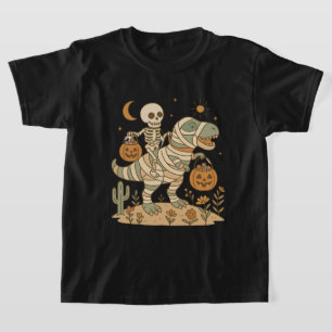 Camiseta Esqueleto Montando Dinossauro com Doce