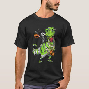 Camiseta Esqueleto Montando Dinossauro Fantasia Preguiçosa