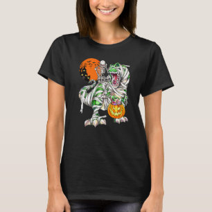 Camiseta Esqueleto Montando Dinossauro Rex Lua Assustador d